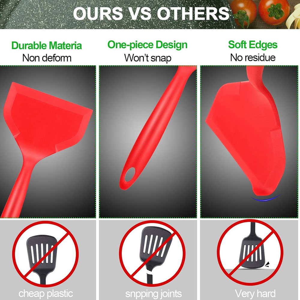 Red BK Non-Stick Silicone Turn - đánh giá và giá Okonomiyaki Spatula